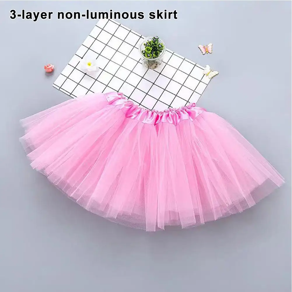Girl Elastic Ballet Dancewear Tutus Mini Skirt For Birthday Party Dance 3 Layer Tulle Tutu Skirt for Kids Princess 2-8Y Girls