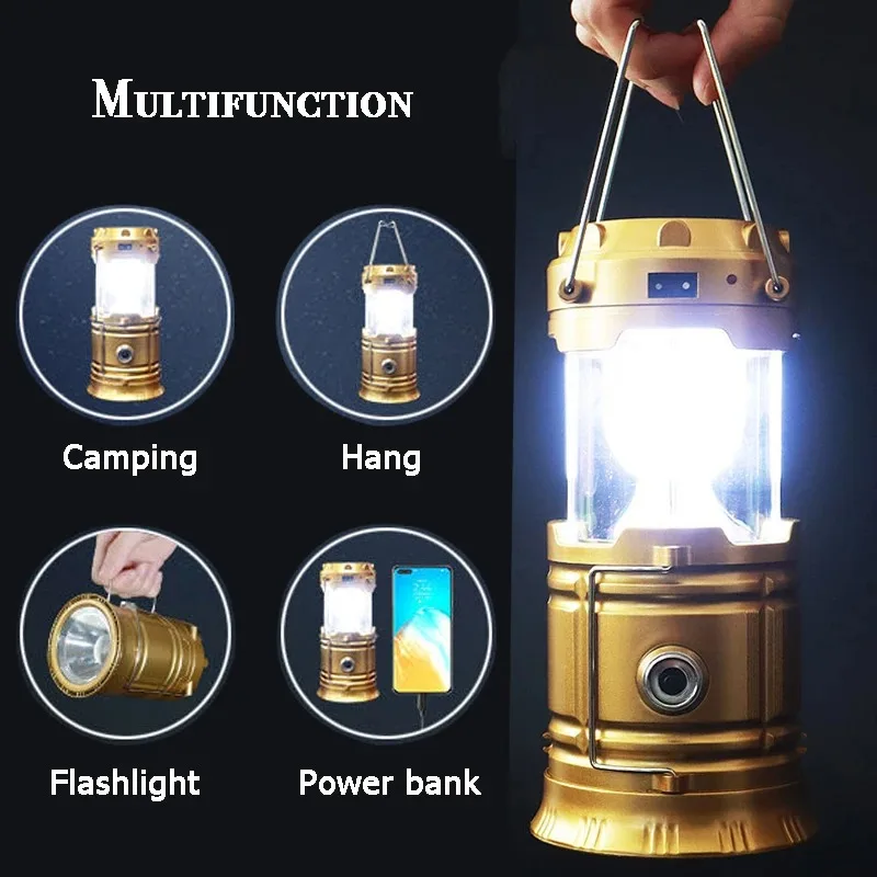 Camping Lamp USB Rechargeable Lantern Camping Light Flashlight Lighting Lantern Lamp Torch Outdoor Camping Light Waterproof