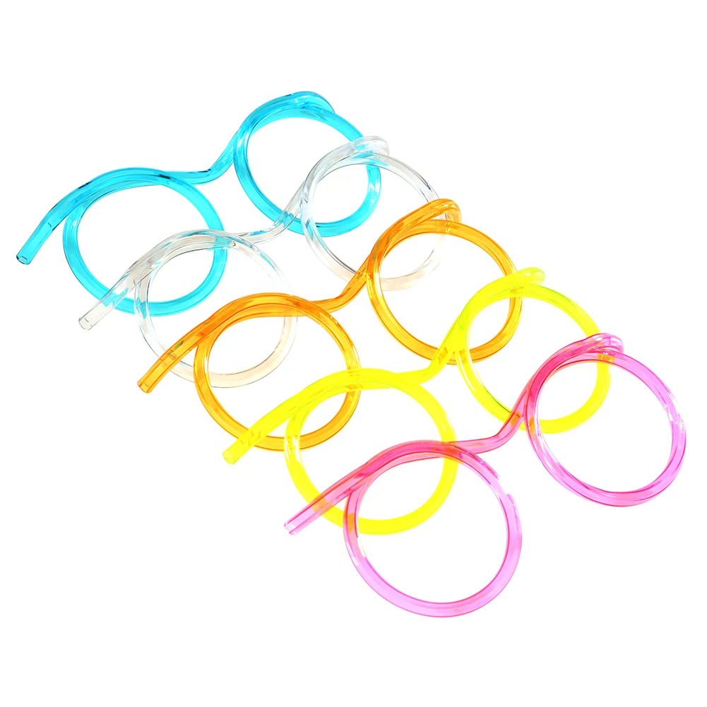 Silly Straw Glasses Reusable Fun Loop Drinking Straw Eye Glasses Plastic for Kids Party Annual Meeting Parties Birthday