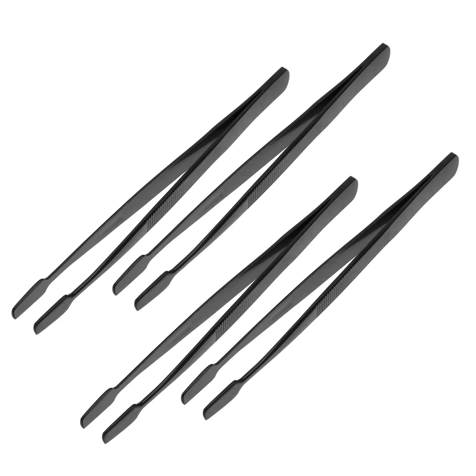 4Pcs Stamp Tweezers Straight Tip Black Stainless Steel Philately Tongs Precision Collector Tools Anti Static No Scratch Tweezers