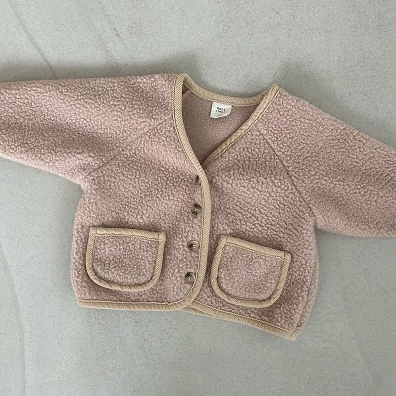 Children Clothing Spring Autumn Korean Style Boys and Girls Kids Soft Warm Cardigan Outside Baby Fleece Casual Simple Coat Kids