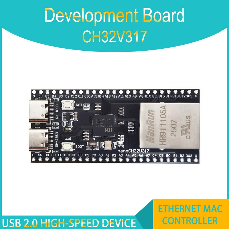 

Плата разработки CH32V317, основная плата минимальной системы WCH, на основе архитектуры RISC-V, поддерживает высокоскоростной Ethernet USB