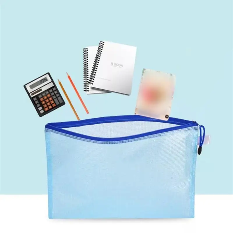 A4 A5 B6 B5 A3 B4 Stationery Storage Folder File Mesh Zipper Pouch Document Bag Zip File Folder School Office Supplies
