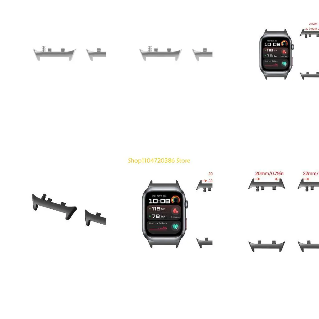 

K0EA 20 мм/22 мм разъемы-адаптер с металлическим звеном для умных часов, устойчивый к ржавчине элегантный, 2 шт.