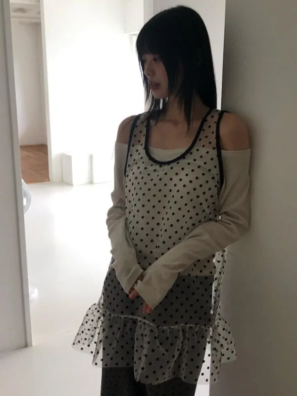 Шикарный многослойный винтажный жилет в горошек в стиле ретро Dr, корейский универсальный женский свитер Me Summer Faion Dr