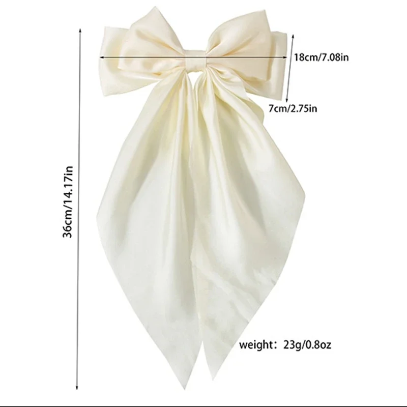 White Black Bow Hairpin Oversize Ribbon Big Hair Clip And Clips Long Satin Ribbon Hairclip Women Wedding Party Hair Accessories