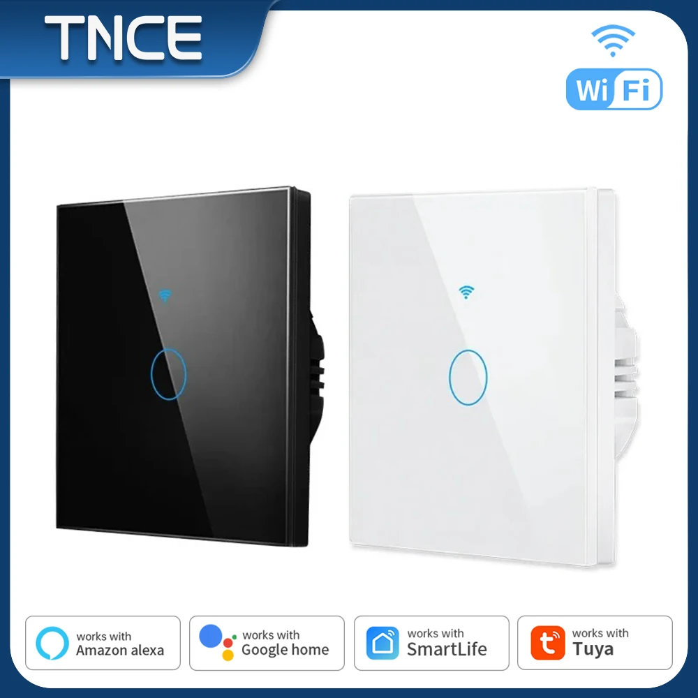 TNCE Tuya WIFI Smart RF433 Wall Galss Panel Switch EU 1/2/3/4 Gang Smart life App Voice Control Work With Alexa Google Home