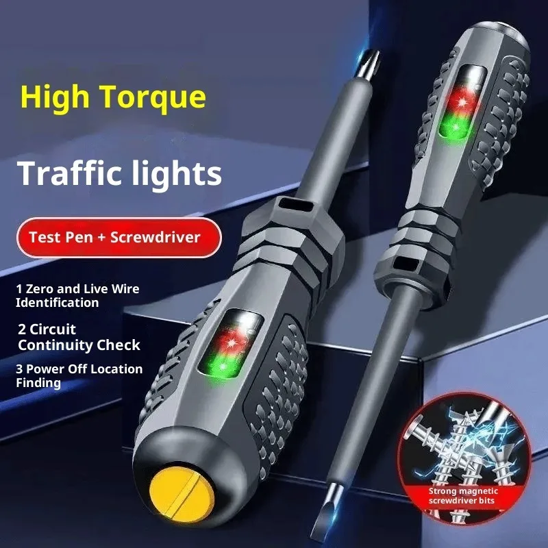NonContact Voltage Tester 70-600V,Multifunctional Electrician Test Pen withAC Induction & Red Green LightsElectrical Screwdriver