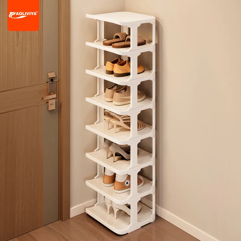 AOLIVIYA Simple Door Plastic Shoe Rack Free Installation Small Crevice Narrow Corridor Dormitory Shoe Storage Corner Shoe Cabine