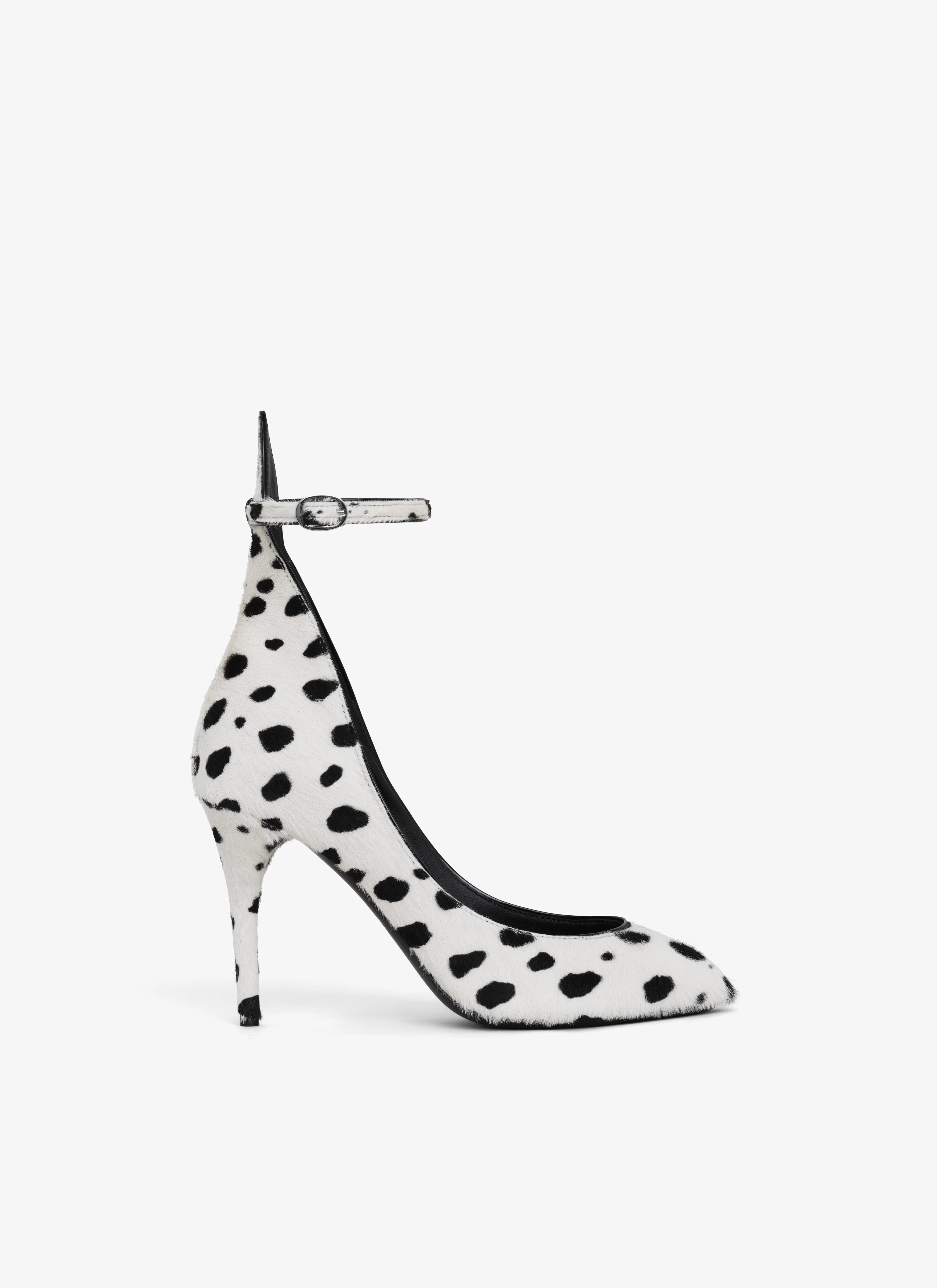 Women's Shoes Decollete Pumps In Dots Haircalf White Black