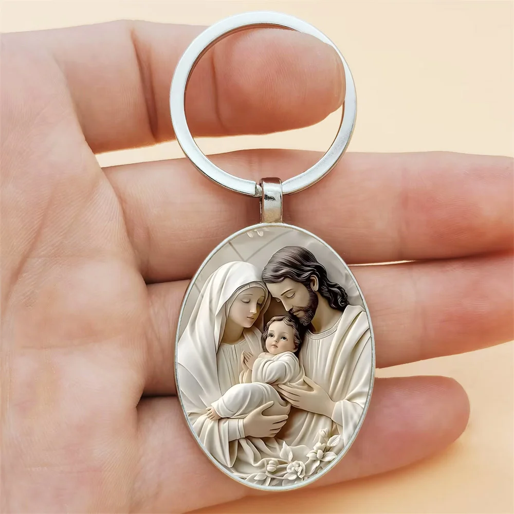 Retro Virgin Mary Alloy Keychain - Unique Design of Religious Time Gem Suitable for Car Keys and Backpack Pendant Gifts