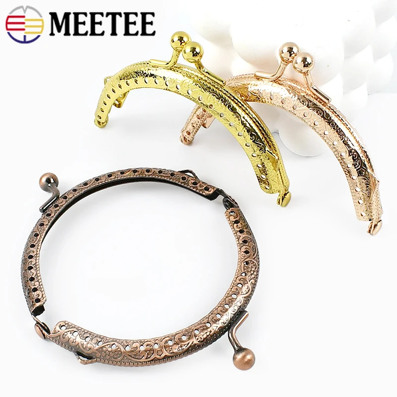 2/5/10Pcs 85mm Embossed Metal Square Bag Handles Handbag Lock Purse Frame Kiss Clasp Sewing Brackets Clutch DIY Bags Accessories