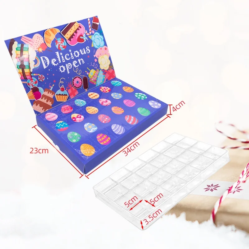 Customization.2024 Custom Printed Paper Packaging Gift Box Christmas Advent Calendar with Plastic Blister Embossing and Matt Lam