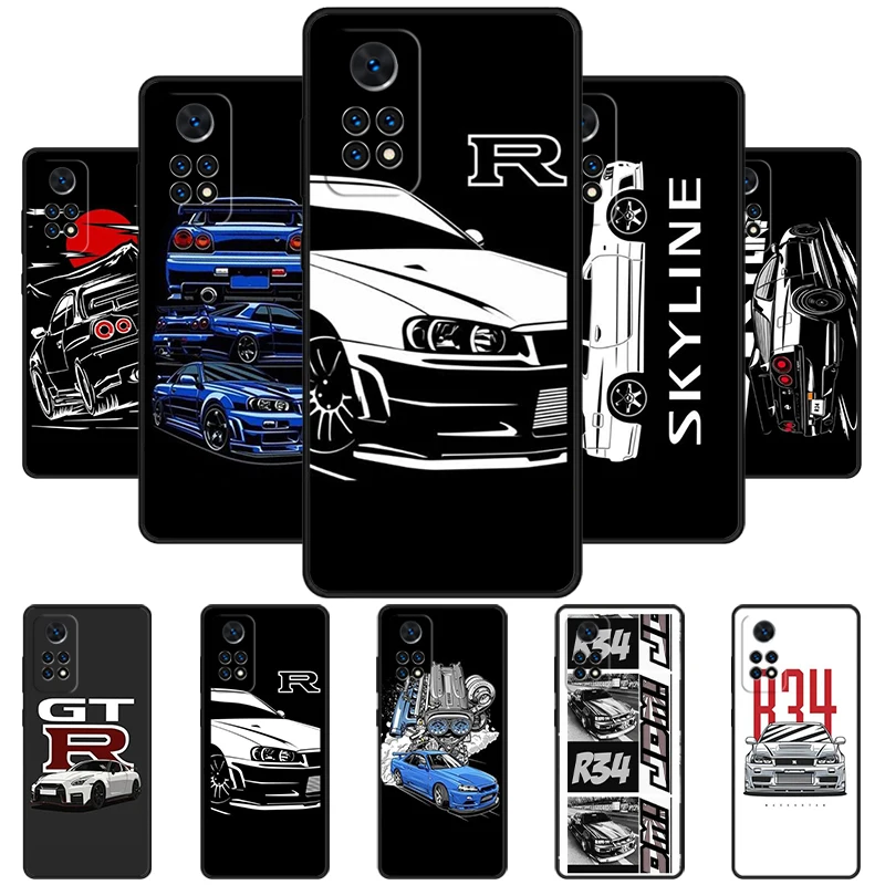 Gtr R34 Black GT-R Skyline R34 Phone Case For Redmi Note 11 EPro 11S 10T 9S Promax 8 Pro Xiaomi Mi 11 12X 12S Ultra Cover