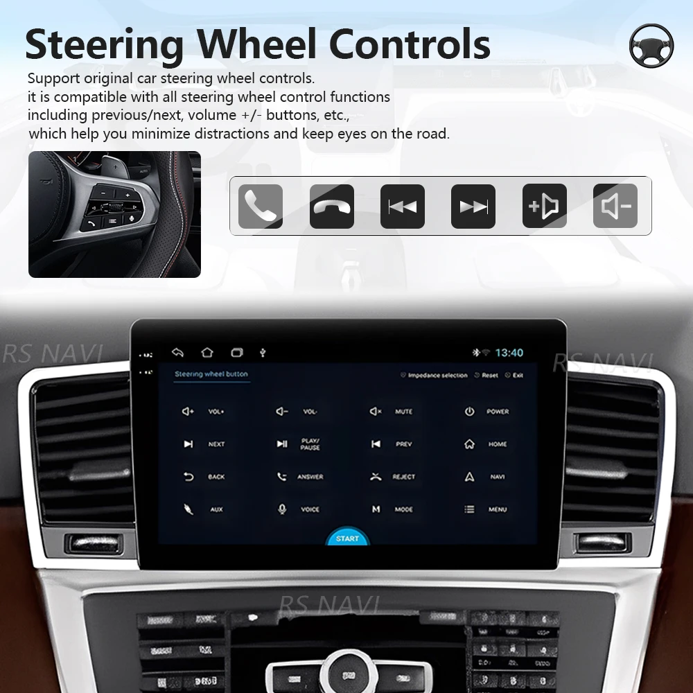 Android 16 Carplay Auto Car Radio For Benz M-Class M Class W166 ML 2011 - 2015 Multimedia Player BT app control 360 Camera