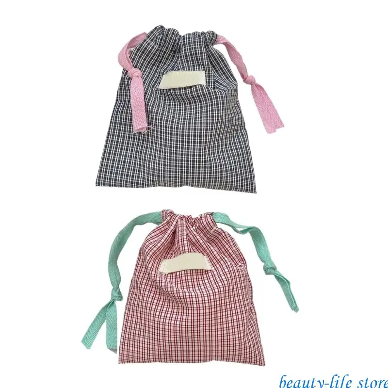 

Plaids Cosmetic Bag Travel Toiletry Case Drawstring Makeup Bag for Woman 517D