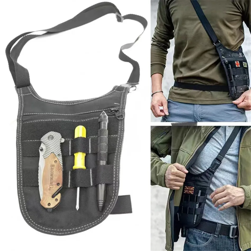 Bolsa de ombro tática para homens, bolsa axilas, agente oculto, Molle Combat, carteira de viagem ao ar livre, chave do telefone, anti roubo