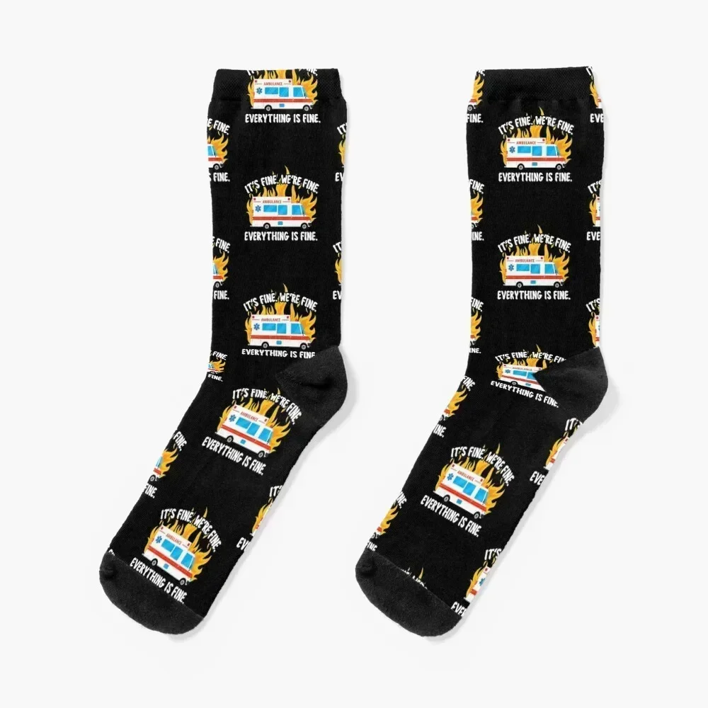 EMT Paramedic EMS It's Fine We're Fine Ambulance Crew Socks designer brand shoes japanese fashion hiking Men's Socks Women's