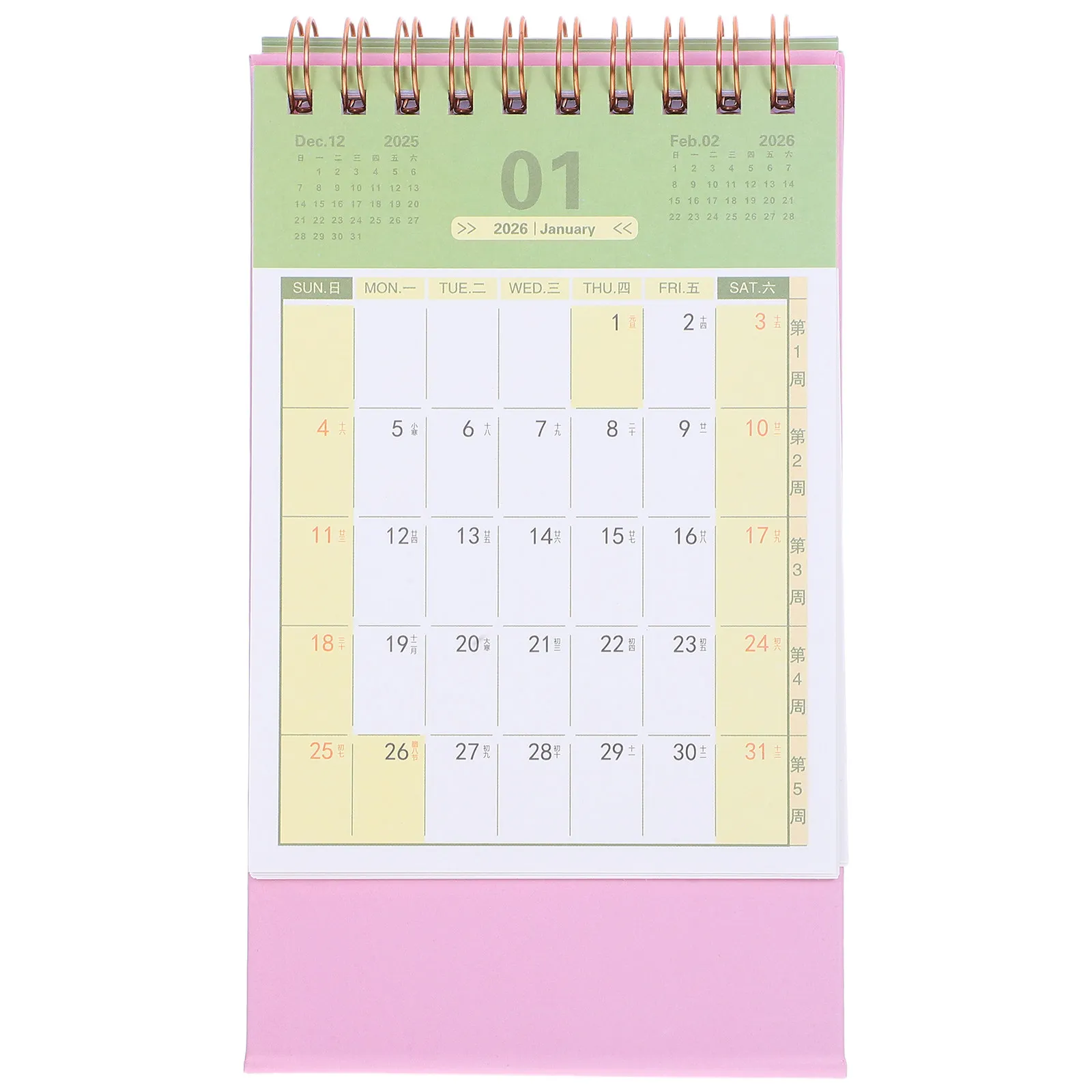 

2026 Flip Calendar Green Mini Desktop Planner Thick Paper Smooth Writing Surface Daily Planning Notetaking Gift for New Year