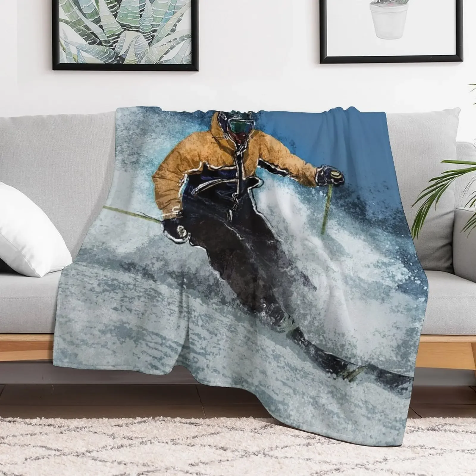 Skiing the Slopes Throw Blanket No Pilling Soft Warm Blanket for Bed