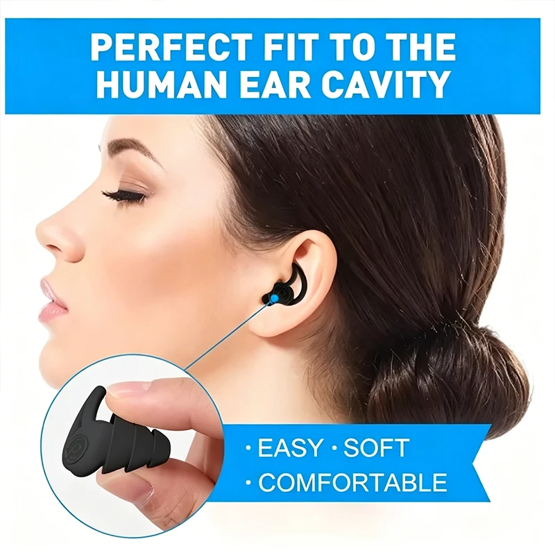 HK002-HUAK 3 Layer Ear Plugs For Sleep Silicone Noise Cancelling Hearing Protection, Soft Reusable Ear Plugs for SleepSwim - view 3
