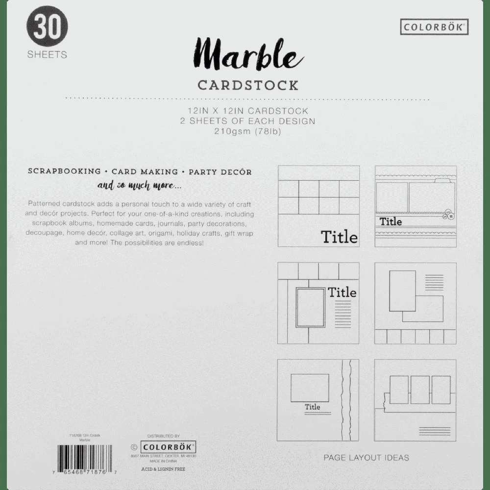 マルチカラー大理石カードストック 12x12 30枚 121ポンド 180gsm 完璧なスクラップブッキング ジャーナル パーティーデコレーション クラフトプロジェクト