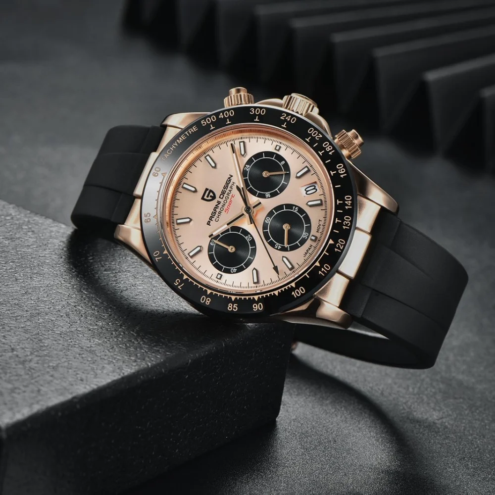 Original New PAGANI DESIGN PD-1664 / PD-1644 Japan VK63 Movt Quartz Wristwatches Sapphire Waterproof Chronograph Reloj Hombre