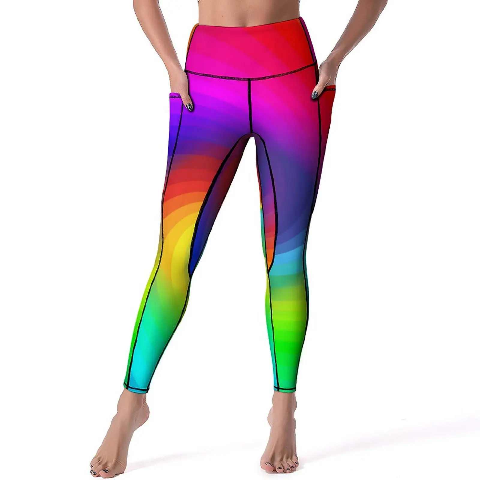 Rainbow Swirl Art Yoga Pants Sexy Colorful Tie Dye Graphic Leggings Push Up Gym Leggins Women Novelty Quick-Dry Sports Tights