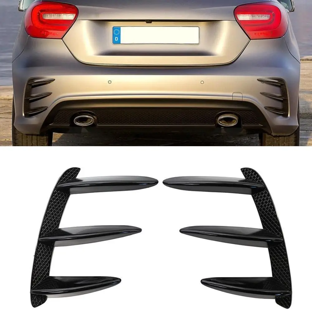 1 Pair Side Vent Spoiler Car Rear Bumper Air Intake Canards Splitter Air Vent Trim Glossy Black for Benz W176 A200 A250 A260 A45