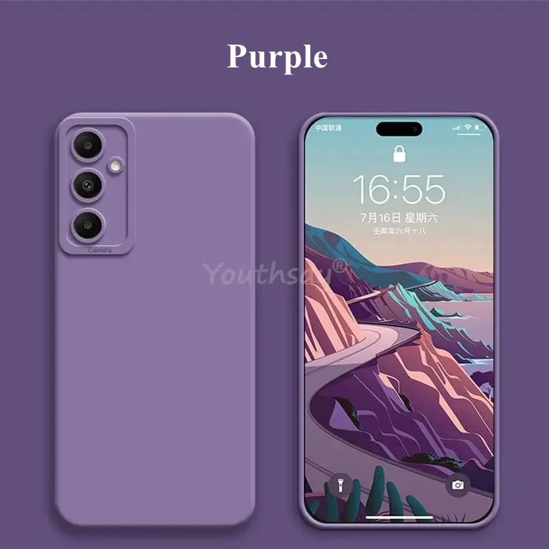 For Samsung Galaxy A55 5G Case Cover Samsung Galaxy A55 Funda Camera Protector Liquid Silicone Candy Color Back Case Galaxy A55
