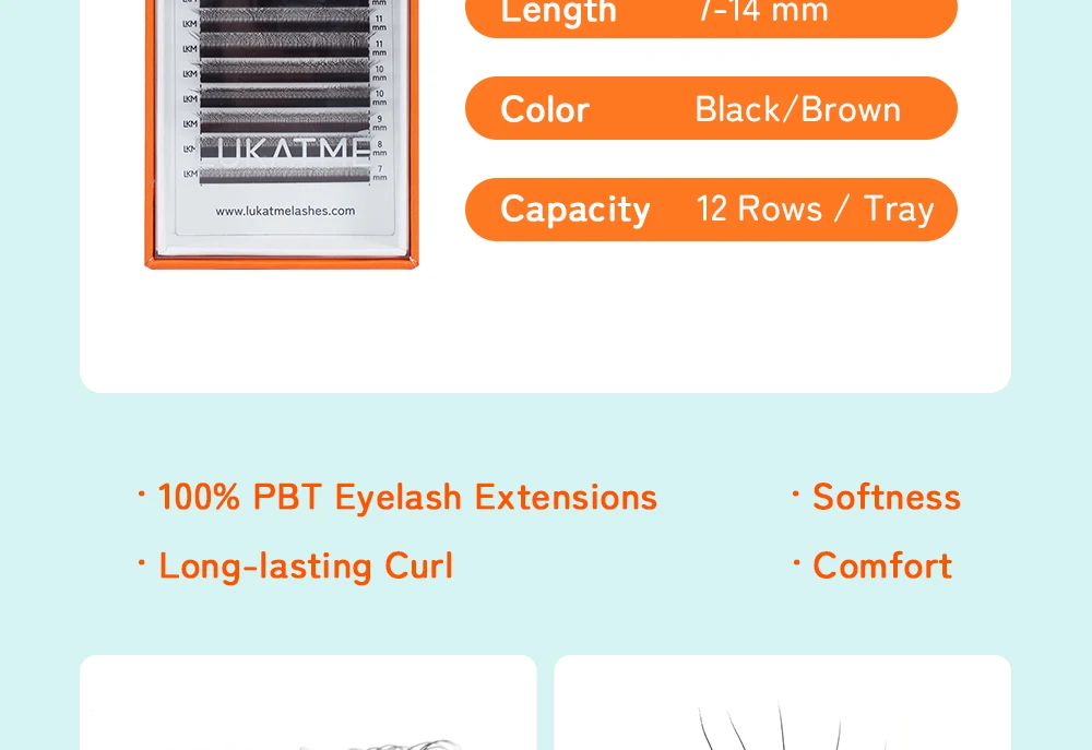 LUKATME M/C/D Curl 7-14mm Foxy Volume 4D 5D Wimpern Braun YY Wimpern Vorgefertigte 6D 7D 8D Fächer Flauschige U-6D Falsche Wimpernverlängerung – Detail 3