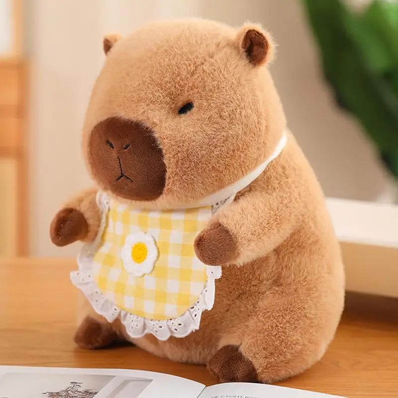 Capibara Peluche Simulazione Simpatico Capibara Cuscino Con Bavaglino Morbido Peluche Bambola Giocattolo Realistico Marrone Peluche Bambola Capibara