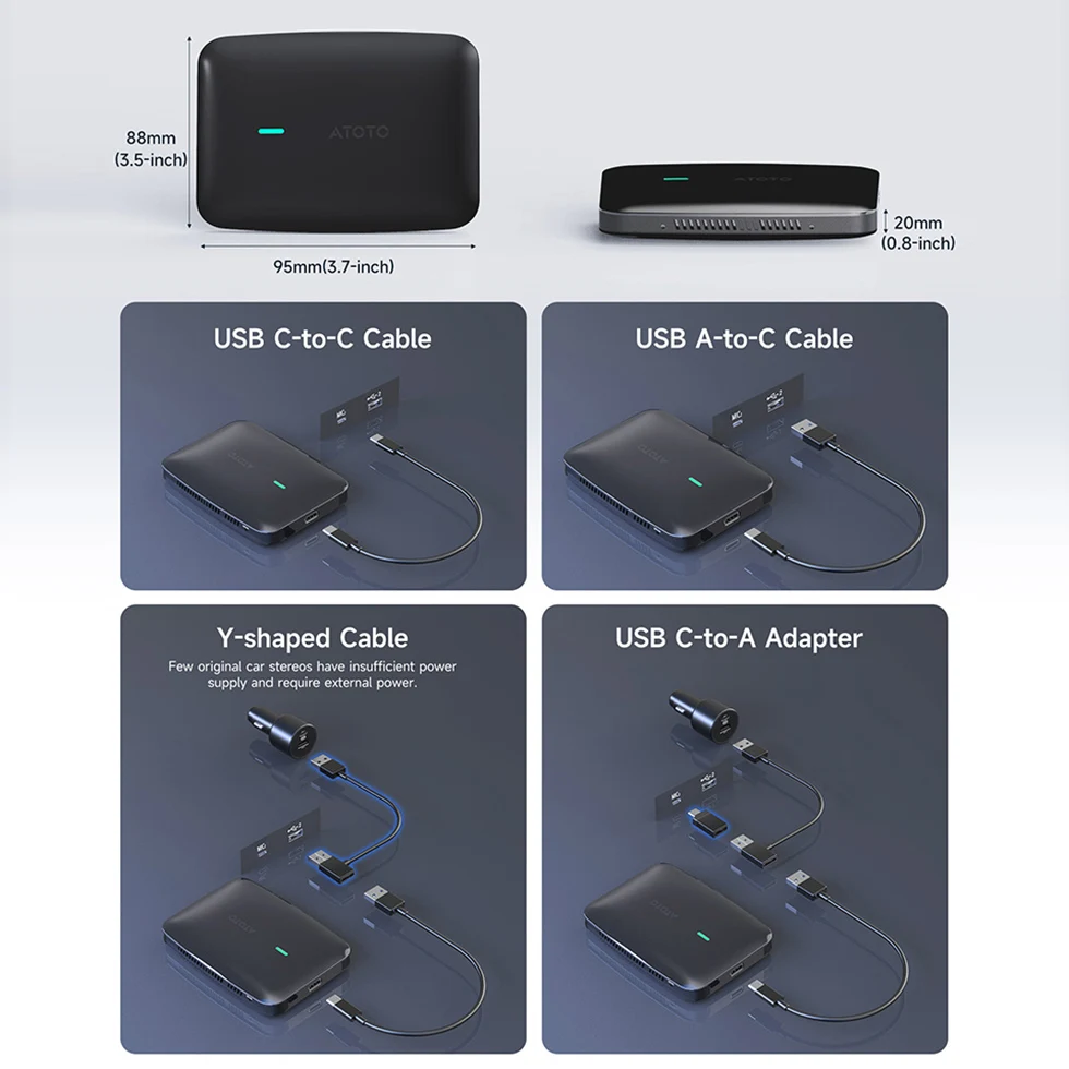 ATOTO Car Smart AI Box Sistema Android 4GB 32GB per Apple Carplay Android Auto Dual WiFi Bluetooth Car Play Adattatore CarWave CB4