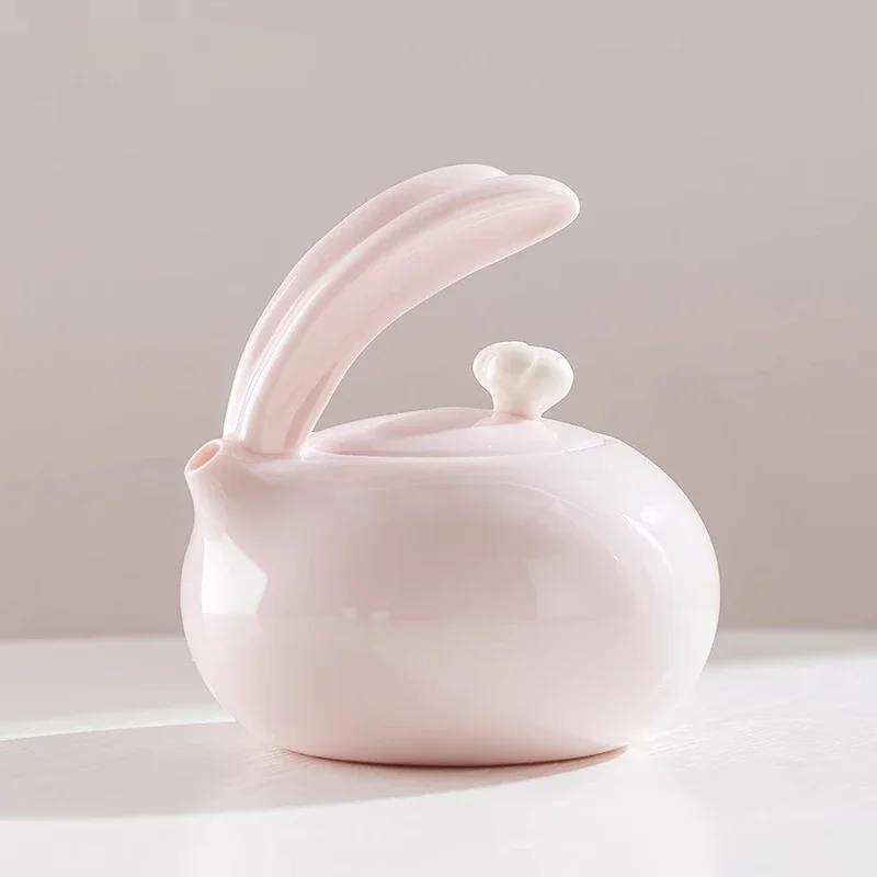 Ceramic Teapot Rabbit Year Creative Light Luxury Tea Infuser Single Pot Kung Fu Teaware Home Creative Tea Pot with Filtration