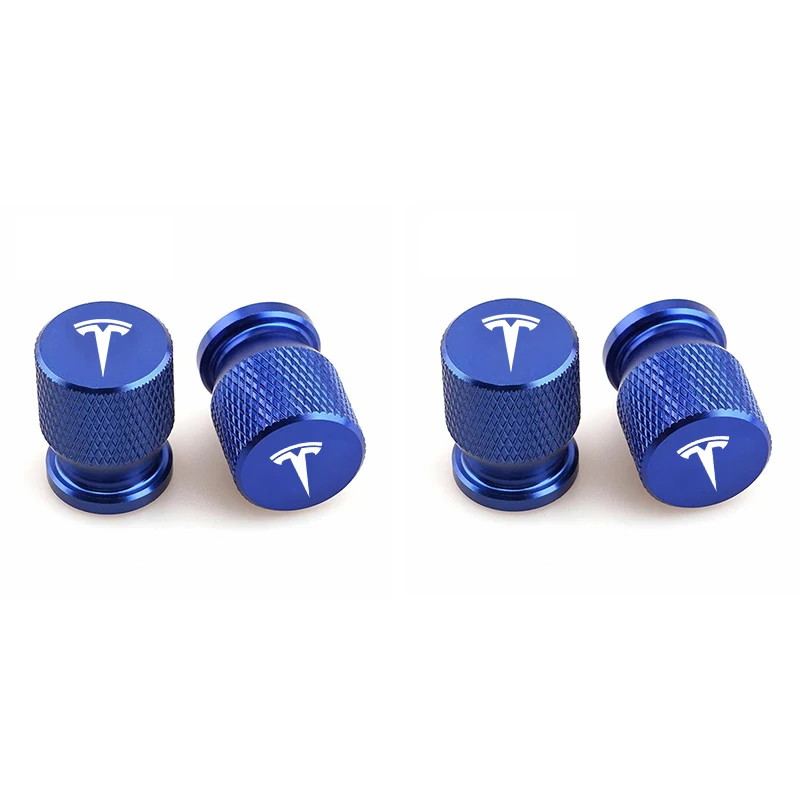 4pcs Car Metal Wheel Tire Valve Cap Stem Duust Cover For Tesla Model 3 Model S X Model Y Roadster SpaceX External Accessories