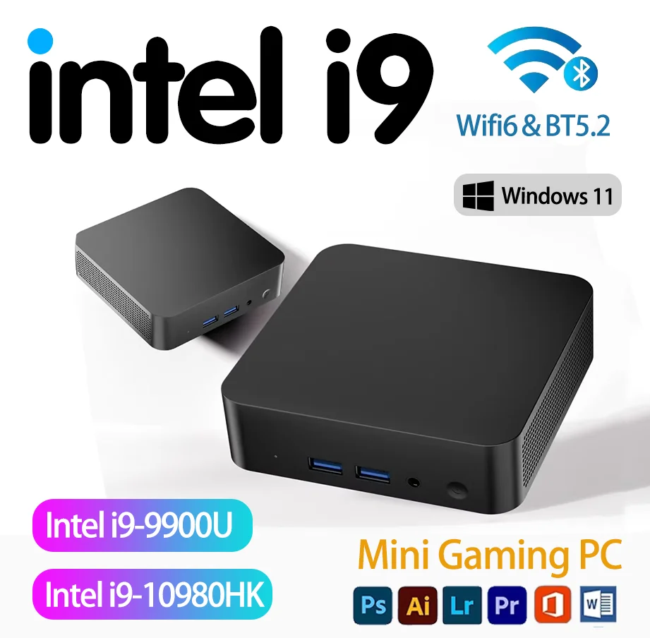 

【Гарантия 3 года】 Мини-ПК с Windows 11, Intel i9-9900U/Core i9 10980HK, 16 ГБ ОЗУ, 1 ТБ SSD, Wi-Fi 6, 4K HD, мини-ПК для игр, офиса и учебы