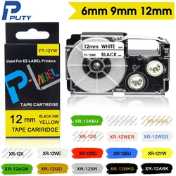 Compatible Casio KL-120 KL-60 KL-100 KL-170 Label Maker 6/9/12mm XR12WE Label Tape for Casio XR-12WE XR-9WE XR-6WE Cartridge