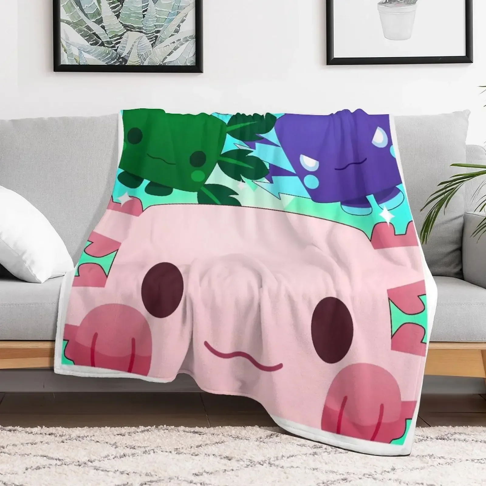 

Pet simulator X codes pink pet vibes Throw Blanket Plush Flannel Fabric Furry Plaid on the sofa Blankets