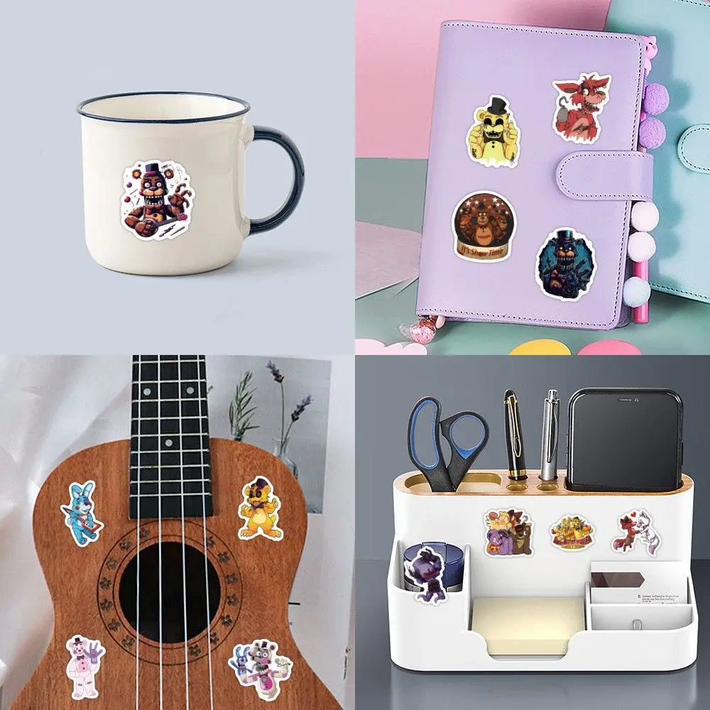 60pcs FNAF Stickers Five Nights At Freddys Scooter Trolley Case Sticker PVC Graffiti Sticker Child DIY Trunk Notebook Decal Gift