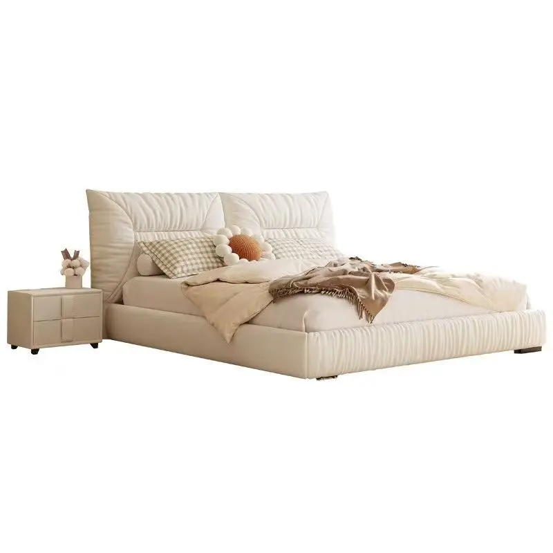 

#￥Italy Luxury Tufted king Size Soft Bed Button Design Velvet Up-holstered Beds Leather Queen Size Soft Bed With Gas Lift Box