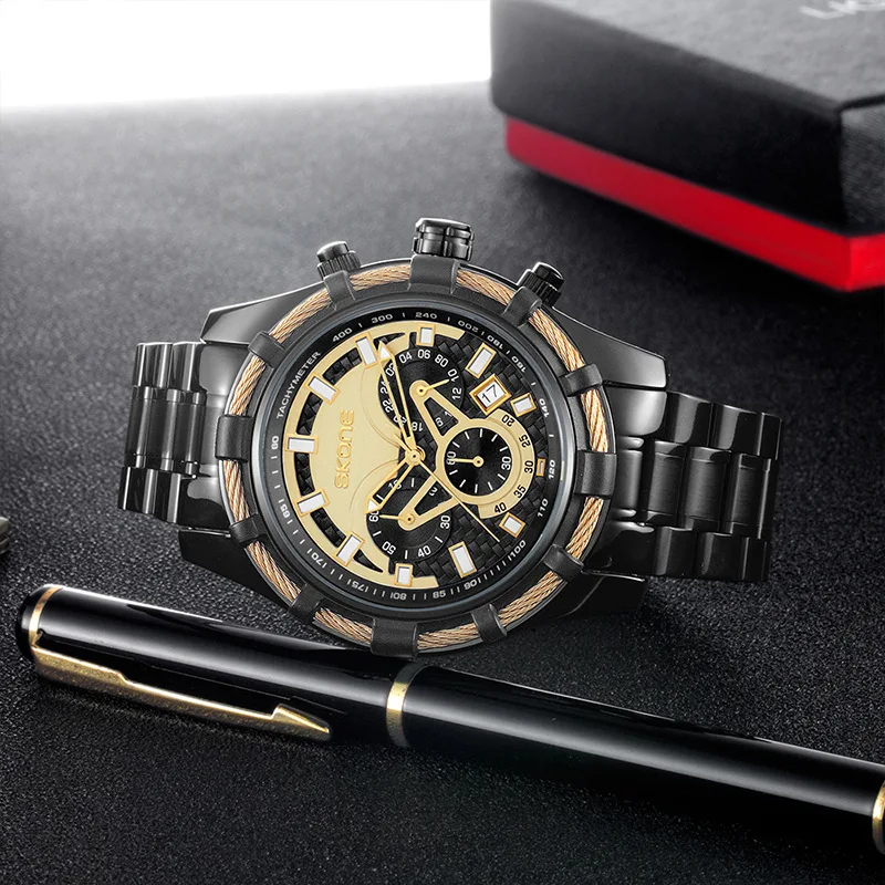 Multi functional new steel strip men's watch trendy business waterproof calendar luminous quartz sports watch