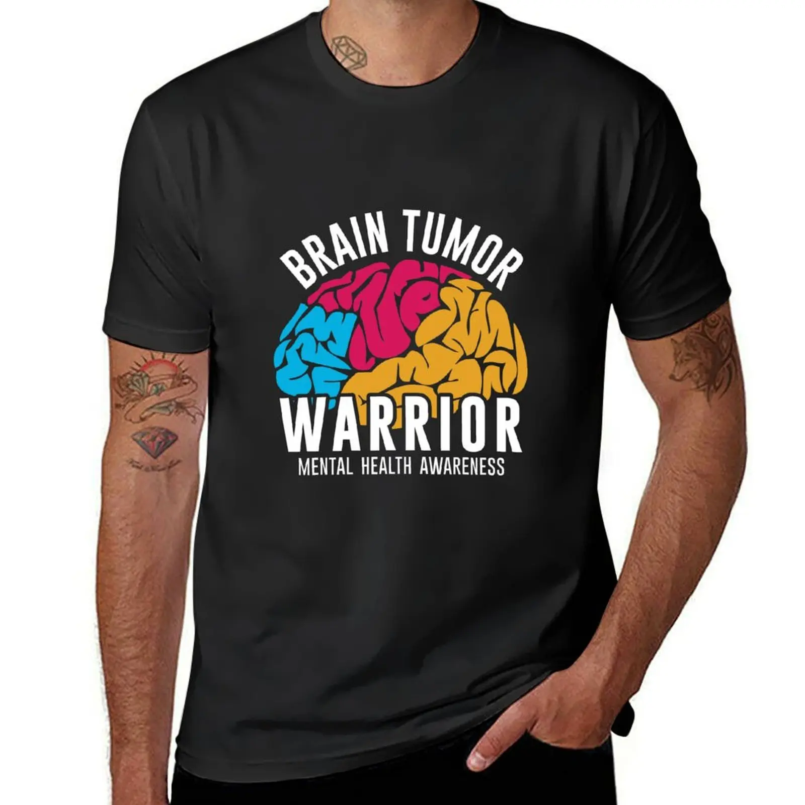 Brain tumor warrior mental health awarenss T-Shirt shirts graphic tees cute tops sublime cute clothes plain white t shirts men