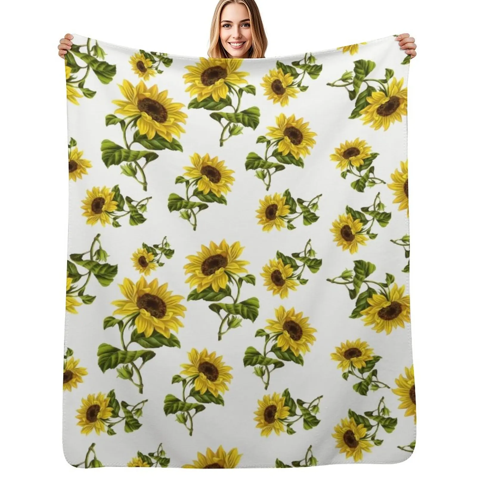 

Sunflower Pattern Throw Blanket Flannels Luxury Thicken Hair Thins Blankets