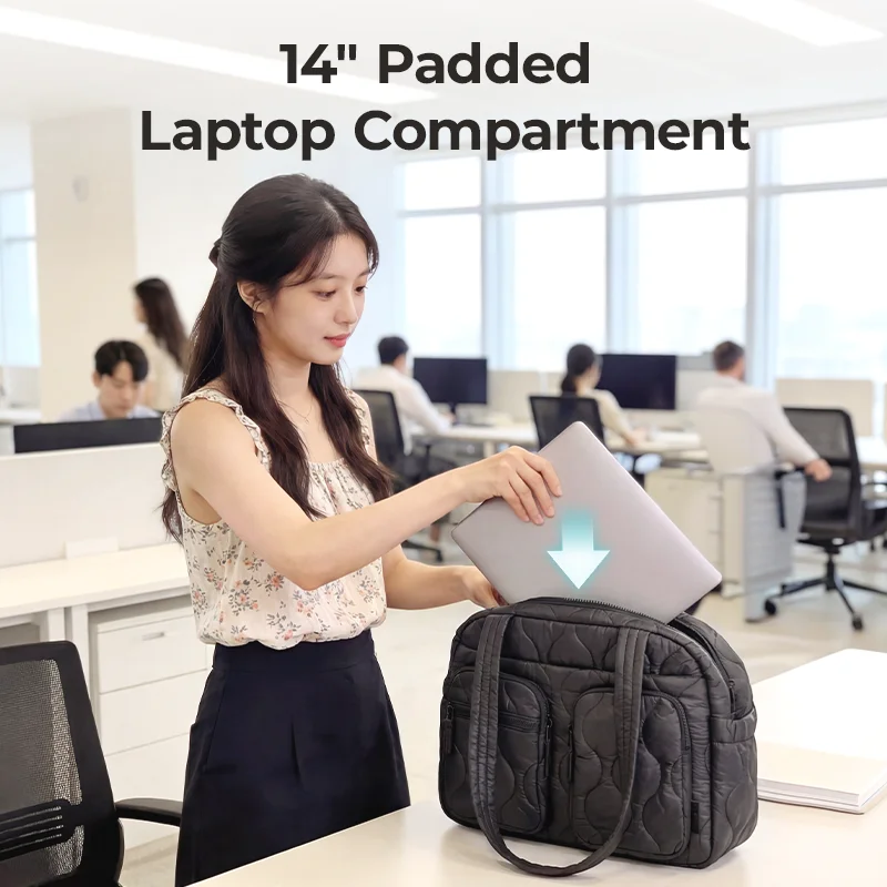 BAGSMART Tote Bag for Women Casual Sling Shoulder Handbag Waterproof hobo bags Fits 13'' Laptop for Travel Workout College view 3