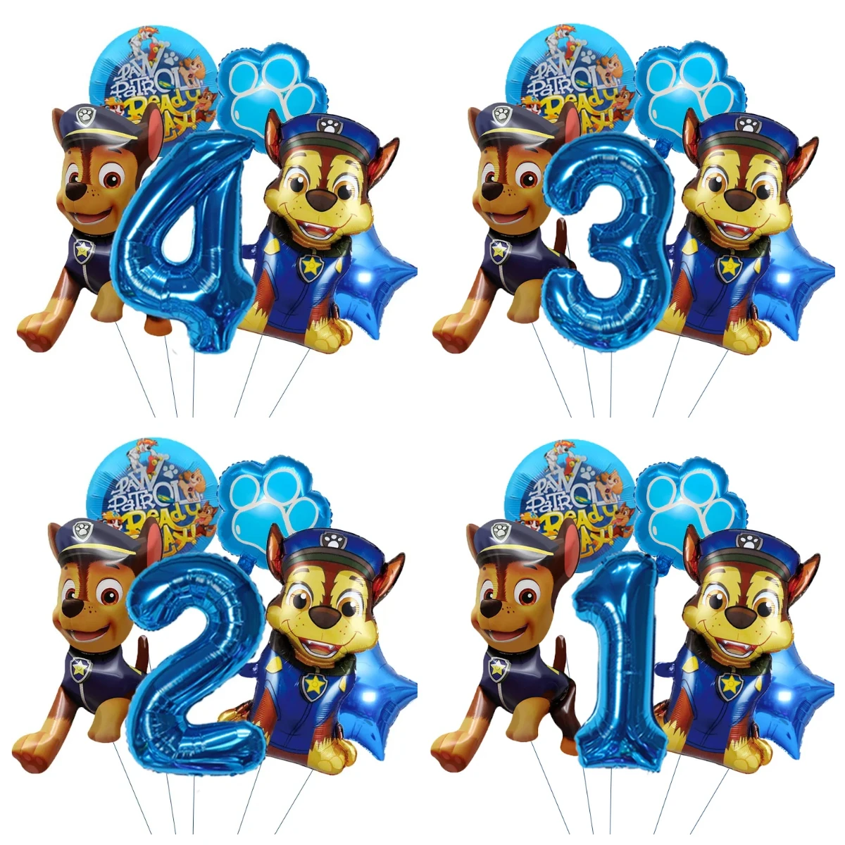 6 stücke Cartoon Paw Patrol Folie Ballon Digitale Anzahl Liefert Rettungs Hund Kinder Geburtstag Party Dekoration Baby Geschenk Chase