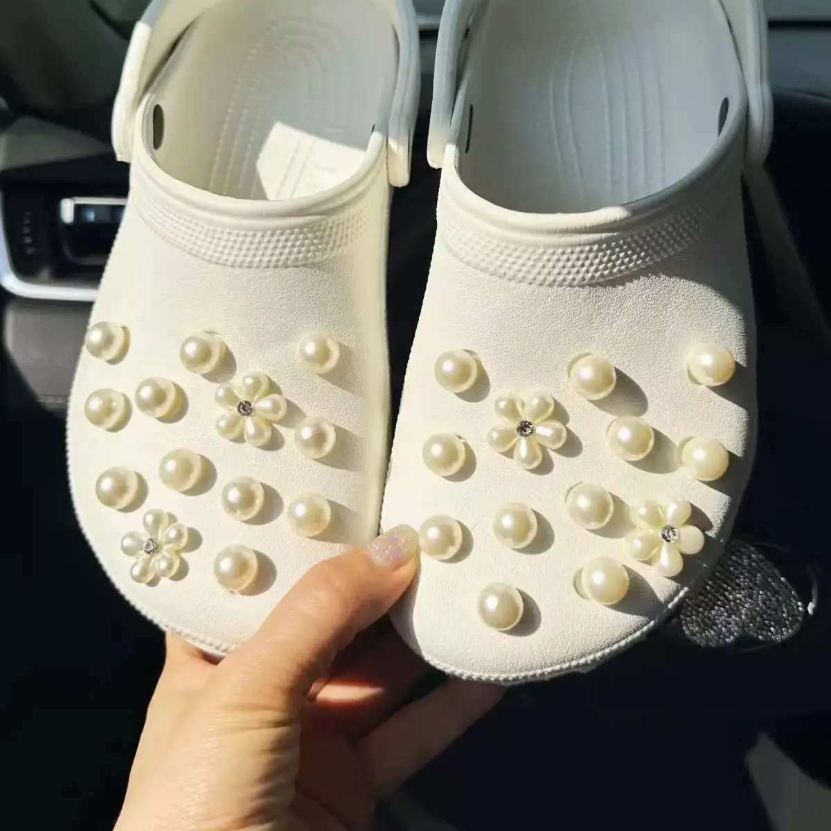 20/24/26pcs Pearl Design Shoe Charms Set with Detachable Flower Buckle Metal Garden Shoe Accessories Fashion Holiday Gift Idea