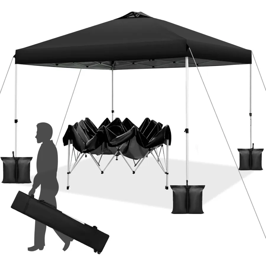 

Всплывающая палатка с навесом 10x10, установка на одной кнопке с регулируемой высотой для мероприятий на открытом воздухе и кемпинга, мгновенное портативное укрытие w