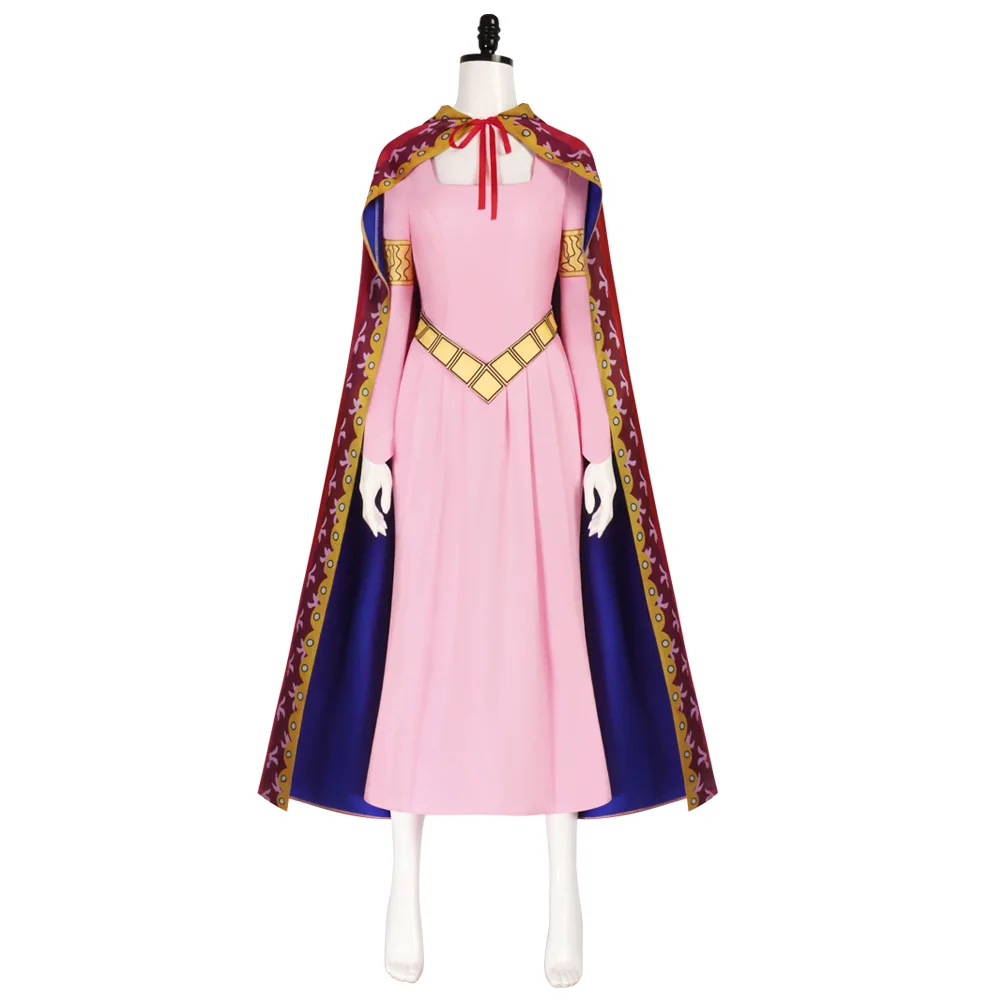 Anime Womens Nefertari Roler Cosplay Costume  Pink Cloak Dress Wig Princess Maid Dress Halloween Christmas Outfit - view 3