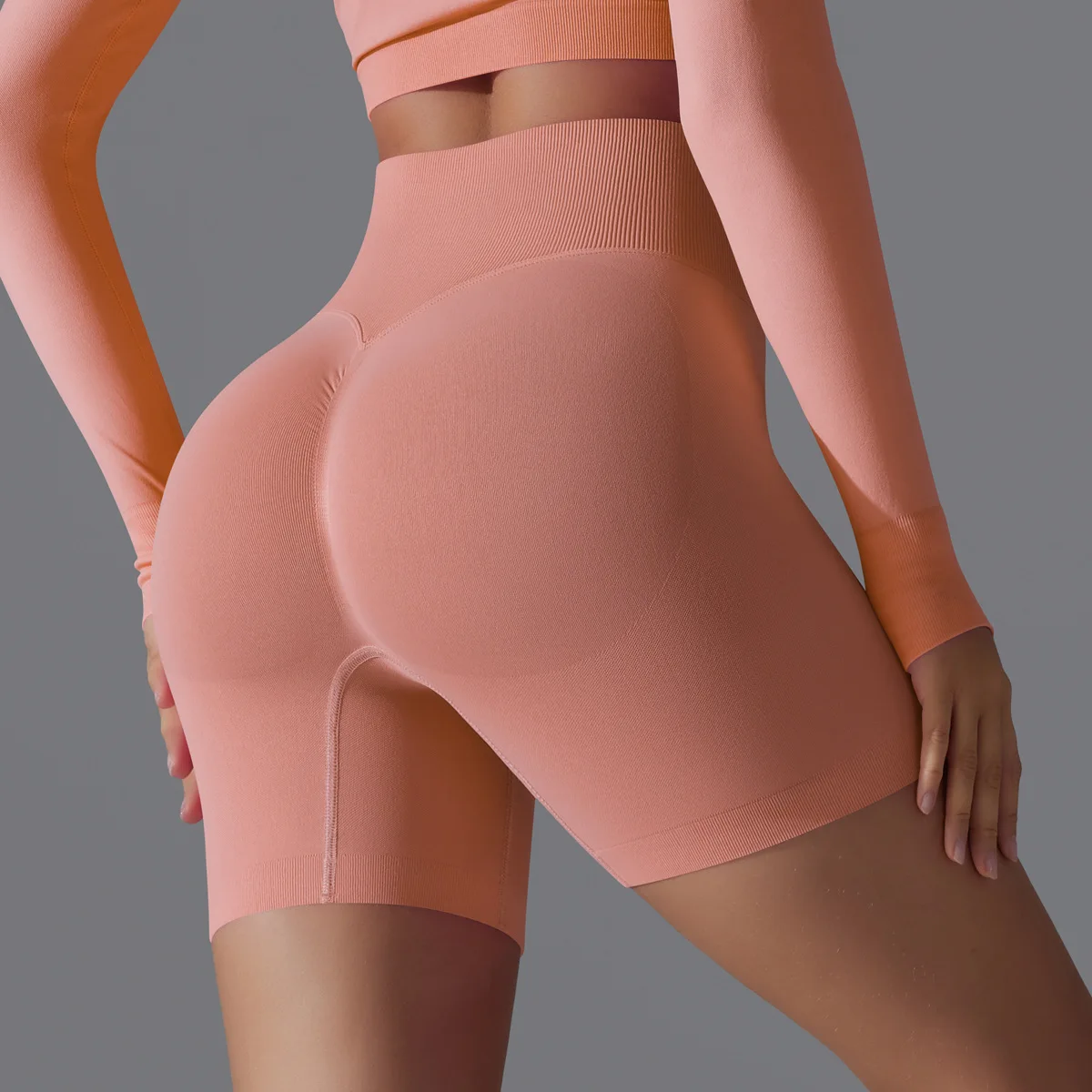 High Waist Seamless Fitness Gym Short Leggings Sports Running Cycling Tight Peach Hip Yoga Workout Booty Shorts Women Clothing