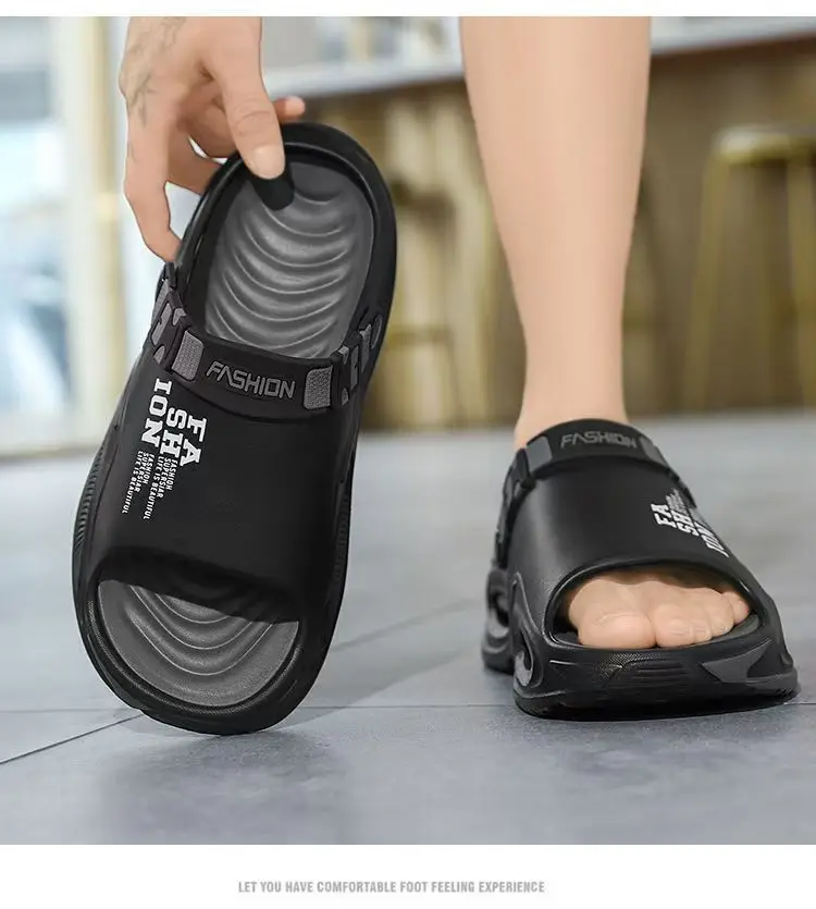 Men’s waterproof thick sole non-slip slide sandals and summer slippers 003